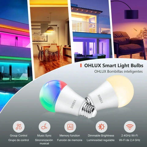 Smart WiFi Color Changing LED Light Bulbs With Alexa Google Home Siri Control 900 Lumen 10W 80W Equivalent A19 E26 8 Pack