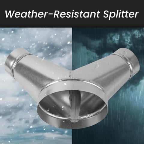 8 Inch To 6 Inch Y Shape Duct Splitter With Two 45 Degree Branches Galvanized Steel 3 Way Dust Collection Fitting For Exhaust Fans