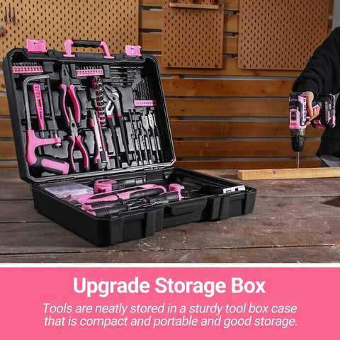 Open toolbox displaying 20V Cordless Drill Kit With Driver And Tool Box Battery Included For DIY Projects Home Renovations