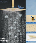 12 Inch Ceiling Shower System Brushed Nickel With Ultra Thin Square Rain Head And Handheld, SUS304 Stainless Steel Construction