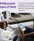 SmartThings Multipurpose Door And Window Sensor With Temperature Monitoring And Zigbee Connectivity on coffee table