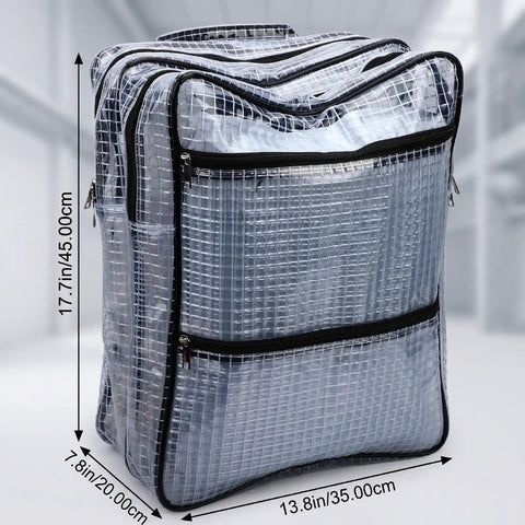 Badass Clear Pvc Engineer Tool Backpack Featuring Quick Access Grid Pockets Anti Static Waterproof Construction size 17.7x13.8x7.8 in.