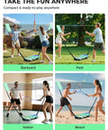 Portable Badminton Net Set With Pop Up Design, Complete 4 Racket Pack With Shuttlecocks And Carry Case in various settings