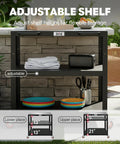 Heavy Duty Outdoor Pizza Oven Table 36 By 24 Inches With Locking Wheels 304 Stainless Steel Worktop Built Tough Three Shelf Prep Unit For Deck Patio BBQ And Parties