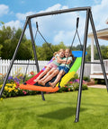 Heavy Duty Backyard Swing Set Built Tough With 440Lb Capacity, Sturdy A Frame Metal Stand, 60 Inch Platform Swing For Outdoor Play