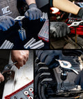 Professional 39 Piece Metric Tap And Die Set With Double Layer Storage Case In Use By Mechanic Demonstrating Various Applications