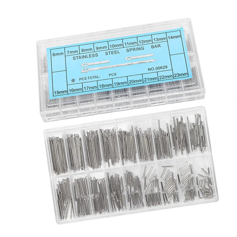 Stainless Steel Spring Bar Watch Pins Kit With 360 Pieces In 18 Sizes From 6mm To 23mm Comes With Handy Storage Box For Easy Watch Band Link Repairs
