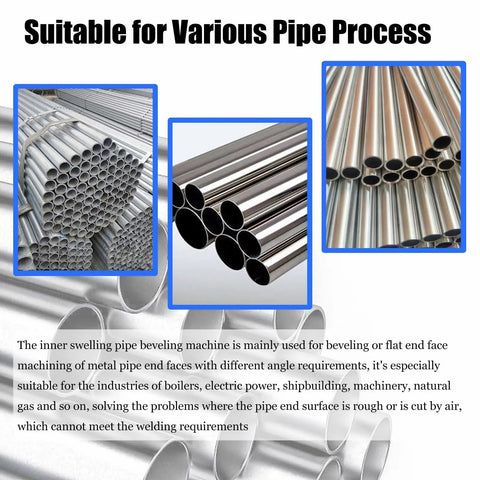 Job Site Ready Electric Pipe Beveler For Straight Shooting Weld Prep With No Sweat 0 30 375 Degree Chamfer Settings And Reliable Internal Expansion System For Tough Metal Tubing At 220V displayed with various metal pipes.