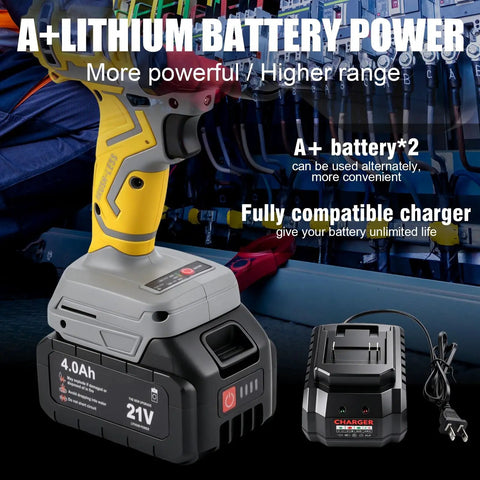 Battery Powered Hydraulic Crimping Tool With 8 Ton Force, Sick Electric Cable Crimper Kit Featuring nine die sets alongside a 21V lithium battery and charger.