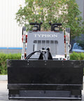 Front view of Mini Skid Steer Loader 1800 Lb Capacity with Four in One Bucket Attachment, parked outdoors
