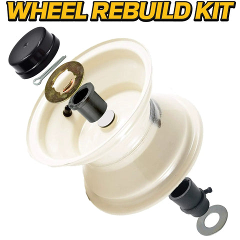 Beefed Up Front Wheel Bearing Rebuild Kit For Two Front Wheels With Complete Hardware, Bushings And Free Hubcaps Fits MTD Cub Cadet Craftsman