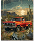 Steady Vintage Truck Wall Art Print For Rustic Home Decor, Classic 1950s Chevy Ford Pickup, Old School Truck Charm In Red, Country Style 11x14