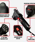Swirl Killer 12mm Orbital Polisher Pro Grade For Car Paint Correction And Scratch Removal with features labeled on image