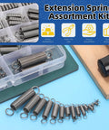 Stainless steel extension spring set, 96 pcs, double-hook, 15 sizes for machinery and industrial use