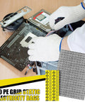 Person handling motherboard with Bulk 30 Pack Extra Large 40x60 Cm ESD Anti Static Bags With Labels Open Top Shielding visible.