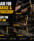 Garage and workshop with 12 Piece Punch and Chisel Set Built Tough With Heat Treated CR-V Steel Tools Including Pin Punches Center Punch and Cold Chisels in a Durable Storage Case for Automotive Repair and Metalworking.