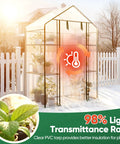 Walk In Outdoor Greenhouse 56 x 29 x 77 Inch Portable Garden Hot House Kit with clear plastic cover, plants, and winter setting