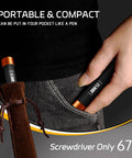 Pocket-sized 32 In 1 Magnetic Precision Screwdriver Set With Torx Bits being placed in jeans pocket, highlighting portability and compact design.