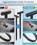 2nd Gen Nylon Universal Cable Ties Buckle Kit, comparison of thin and upgraded thicker T-head and double-sided gear teeth.