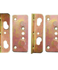 Rock Solid No Mortise Bed Rail Brackets 4 Pack Hella Sturdy Rust Proof Iron Clips For Wood Beds No Sweat Assembly Tight Grip Furniture Hardware Repair Fix, showing four iron brackets.
