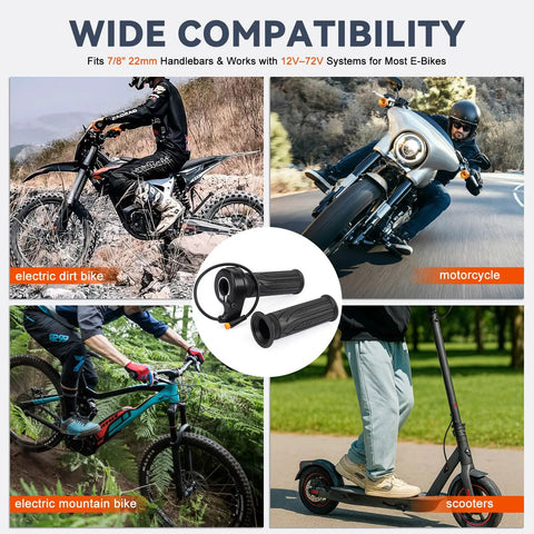 Full Twist Throttle Grip For E Bike And Scooter 12V To 72V 3 Pin Waterproof Connector Fits 22mm Handlebars Ideal For Lectric XP4 MacFox X1 And More Versatile
