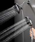 2 In 1 Shower Head System With Overhead Rainfall And Handheld High Pressure 9 Spray Patterns Magnetic Head Hose 59 Inch