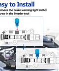 Heavy Duty Brake Proportioning Valve Bleeder Tool For Disc Disc And Disc Drum Systems shown in installation steps under a hood.