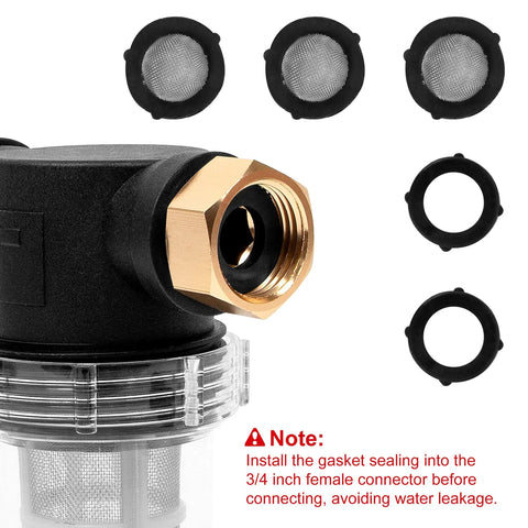 Inline Garden Hose Filter Set For Pressure Washer Inlet Water With 100 Mesh And 40 Mesh Screens, 3/4 Inch Thread Detail