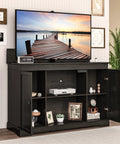 Hidden Motorized TV Lift Cabinet For 55 To 65 Inch Televisions With Storage And Remote Control In A Slick Modern Walnut Finish, front view
