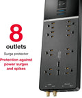 8 Outlet USB Wall Tap Surge Protector Power Strip With 2 USB Ports Go To Desk Charger Noise Filter Universal Compatibility