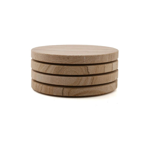 Stack of Desert Sandstone Coasters Set, All Natural Multicolor Stone With Unique Grain Patterns, Durable Round 4 Inch Drink Coasters