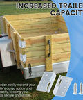 Heavy Duty Trailer Wood Sides Brackets Tailgate Bulkhead Corner Connectors Vehicle Bed Rail Hardware Right Angle Latch Rack Pieces Solid Steel Fittings Built Tough Rig Ready Workhorse mounted on wooden trailer side.