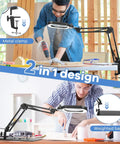 10X Rectangle Magnifying Glass With Light And Stand For Close Work And Reading Hands Free LED Desk Lamp With Clamp