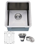 15x17 Inch Stainless Steel Bar Sink Undermount For RV And Wet Bar Use, 16 Gauge 304 Stainless, Brushed Nickel Finish