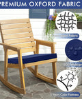 Outdoor Chair Cushions 19 By 19 Inch Set Of 2 Navy All Weather Water Resistant Cushions With Ties on wooden rocking chair