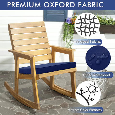 Outdoor Chair Cushions 19 By 19 Inch Set Of 2 Navy All Weather Water Resistant Cushions With Ties on wooden rocking chair