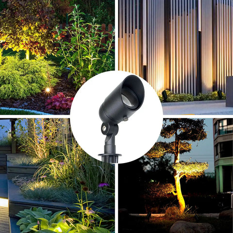 4W Low Voltage Landscape Lights 12V Outdoor Spotlight Set With 160 Degree Adjustable Knuckle Waterproof Black 2 Pack