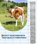 Cattle Fence 4ft By 328ft Heavy Duty Galvanized Wire And Chain Link Fence for livestock protection, shown with cow in field