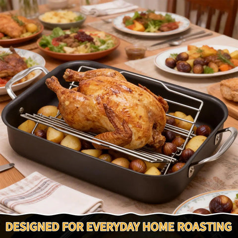 Stainless Steel Roasting Rack For 9x13 Inch Pan With V Shaped Design Adjustable Turkey Rack Keeps Food Elevated For Better Airflow