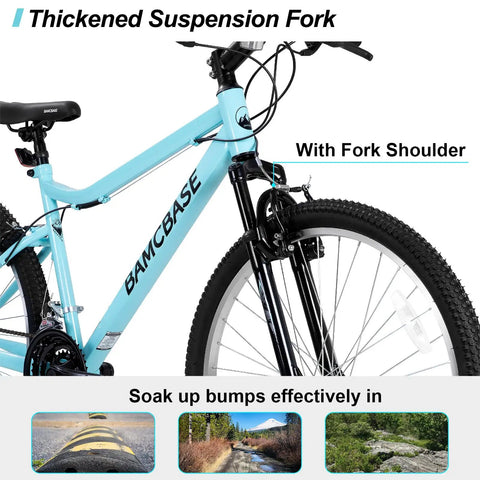 Trail Ready 26 Inch Mountain Bike For Men And Women 18 Speed Steel Frame Suspension Fork V Brakes All Terrain MTB