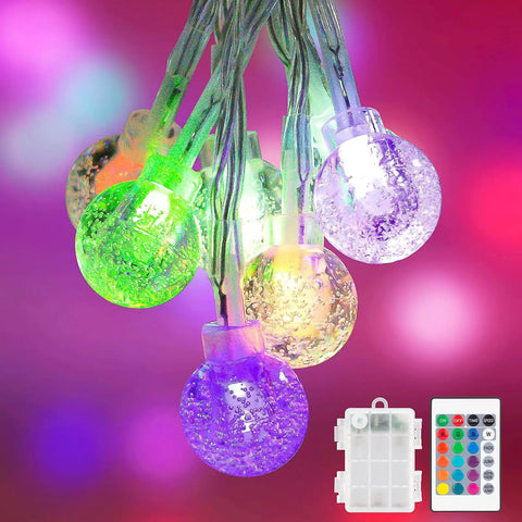 Globe String Lights 60 LED Battery Operated Color Changing Fairy Lights With Remote 26.3 Feet 16 Colors 4 Modes Perfect For Parties
