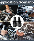 Two Pack 6AN Female To 3/8 Inch Barb Hose Fittings Leak Proof 37 Degree Flare Chamfer Deep Thread Ideal For Fuel Lines Oil Coolers Transmission Coolers Automotive Marine And Industrial Use black anodized fittings for engine and fuel systems
