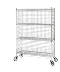 Heavy Duty Chrome Wire Mesh Rolling Security Cage Rock Solid Mobile Storage Locker NSF Certified 48X18X70 Inch with swivel casters.