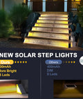 Solar Step Lights For Outdoors Waterproof IP67 Stair And Deck Lights Pack Of 6 for yard patio garden walkways installed on steps