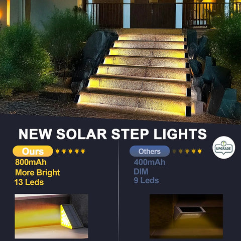 Solar Step Lights For Outdoors Waterproof IP67 Stair And Deck Lights Pack Of 6 for yard patio garden walkways installed on steps