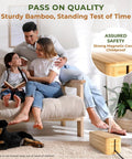 Family smiling on a couch with Natural Bamboo Cable Box For Home And Office Hide Power Strips And Cables shown nearby