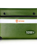 Upgraded 5200F Fireproof Document Bag With Heat Insulation And Zipper Safe Pouch in green with logo and reflective strip
