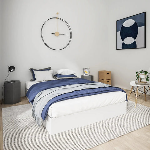 Rock Solid King Size Box Spring, Nine Inch Heavy Duty Steel Mattress Foundation With Tight Fabric Wrap in stylish bedroom setting.