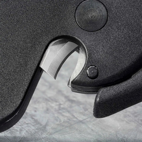 Close-up of cutting blades on NexStrip Multi Tool for Electricians With Non Slip Plastic Grips Precise Wire Stripping And Square Crimping