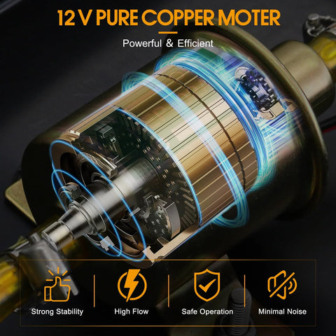 Portable 12V Fuel Transfer Pump Kit With 30 GPH Flow For Cars Boats And Heavy Equipment, dual power cords and pulley head